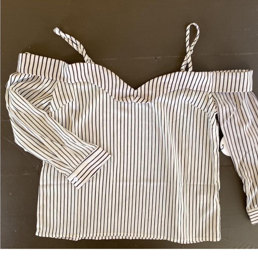 Milk and Honey Cold Shoulder Striped Blouse
